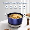 3.7 Quart Cooking Soup Pot with Lid, Small Nonstick Soup Pot with Lid, Round Small Soup Pot 3.3 L, Blue Nonstick Induction Stock Pot, 100% Bpa Free An