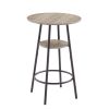 Round bar stool set with shelf, upholstered stool with backrest Grey, 23.62'' W x 23.62'' D x 35.43'' H.