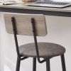 Round bar stool set with shelf, upholstered stool with backrest Grey, 23.62'' W x 23.62'' D x 35.43'' H.