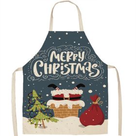 Christmas Apron Linen Oil-proof Anti-fouling Gingham Check Ginger Cake Household Bib Halter (Option: 22style-38x47cm)