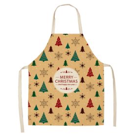 Cartoon Christmas Elk Santa Claus Printed Linen Sleeveless Apron (Option: W 20011-47x38cm)