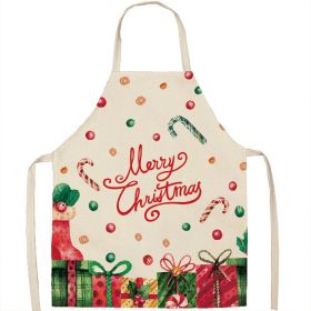 Christmas Apron Linen Oil-proof Anti-fouling Gingham Check Ginger Cake Household Bib Halter (Option: 2style-38x47cm)