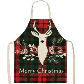 Christmas Apron Linen Oil-proof Anti-fouling Gingham Check Ginger Cake Household Bib Halter (Option: 11style-38x47cm)