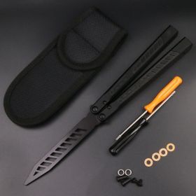 Wing Pictograph Butterfly Knife Aluminum Alloy Handle Safety Practice Not Cutting Edge (Option: Black black)