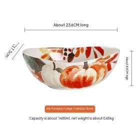 Pastoral Style Ceramic Tableware Rice Bowl (Option: Large Ingot Bowl)