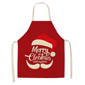 Cartoon Christmas Elk Santa Claus Printed Linen Sleeveless Apron (Option: W 20021-47x38cm)