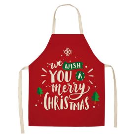 Cartoon Christmas Elk Santa Claus Printed Linen Sleeveless Apron (Option: W 20007-47x38cm)