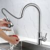 Kitchen Faucets Single Handle Kitchen Sink Faucet Brushed Nickel Stainless Steel Pulldown Head Faucet