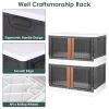 2Pcs 32L Foldable Storage Bins with Lid Collapsible Stackable Closet Organizer Containers with Front Door Lock 4Pcs Wheels