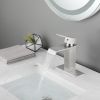 Single lever waterfall bathroom sink faucet