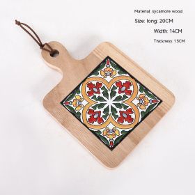 Vintage Solid Wood Tile Handle Potholder (Option: Log Color 004)