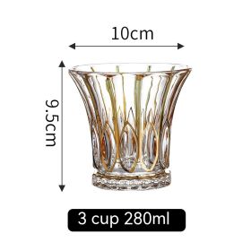 Golden Trim Gold Line Wine Glass Whiskey Decoration Cup (Option: Gold Painting No 3 Cup 280ml)