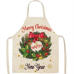 Christmas Apron Linen Oil-proof Anti-fouling Gingham Check Ginger Cake Household Bib Halter (Option: 1style-45x56cm)