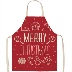 Christmas Apron Linen Oil-proof Anti-fouling Gingham Check Ginger Cake Household Bib Halter (Option: 18style-45x56cm)