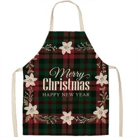 Christmas Apron Linen Oil-proof Anti-fouling Gingham Check Ginger Cake Household Bib Halter (Option: 10style-45x56cm)