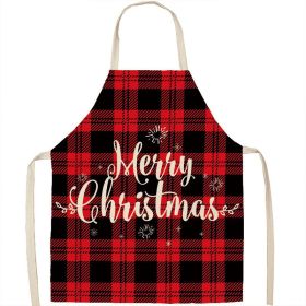 Christmas Apron Linen Oil-proof Anti-fouling Gingham Check Ginger Cake Household Bib Halter (Option: 9style-45x56cm)