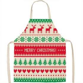 Christmas Apron Linen Oil-proof Anti-fouling Gingham Check Ginger Cake Household Bib Halter (Option: 12style-45x56cm)