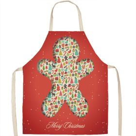 Christmas Apron Linen Oil-proof Anti-fouling Gingham Check Ginger Cake Household Bib Halter (Option: 15style-65x53cm)